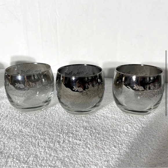 Vitreon Queen's Lusterware Silver Fade Roly Poly Silver Ombre Glasses x6 - Picture 5 of 13